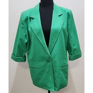 VTG 1960s 70s  Koret Green Blazer Coat  Size 8 - 3/4 Sleeve Blazer Womens